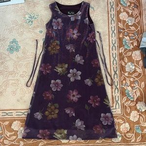 Jazz Kids Purple Metallic Floral Dress
